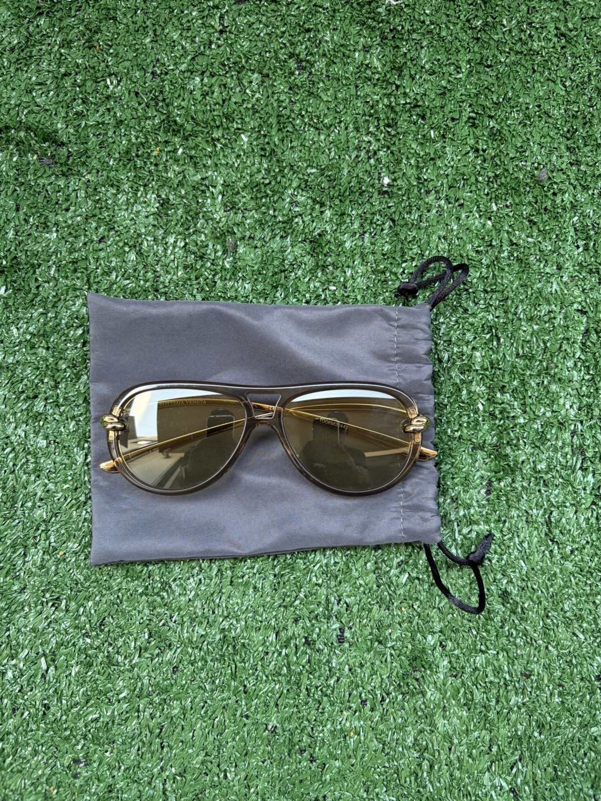 Bottega Veneta BV1418S Womens Green Aviator Sunglasses 58-15-145