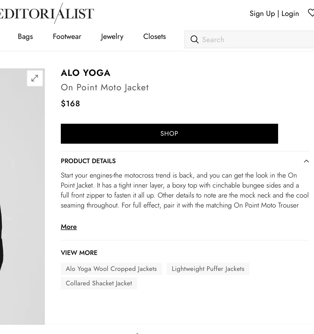 ALO On Point Black Moto Jacket Tight Inner Layer Boxy Cinchable Zip Up Outer