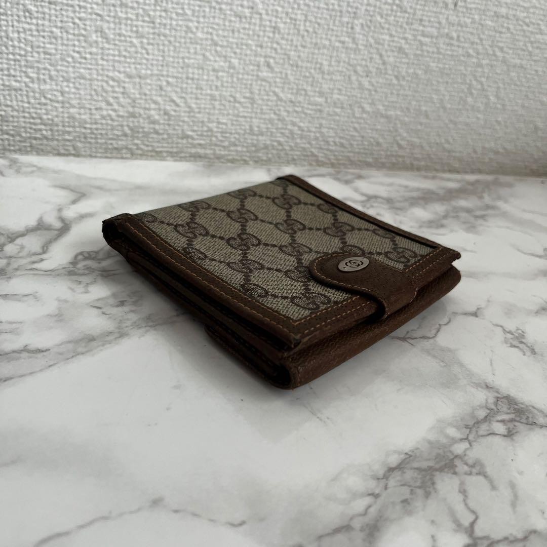 Excellent Condition Gucci Old Gucci GG Pattern Leather Double Snap Mini Wallet B
