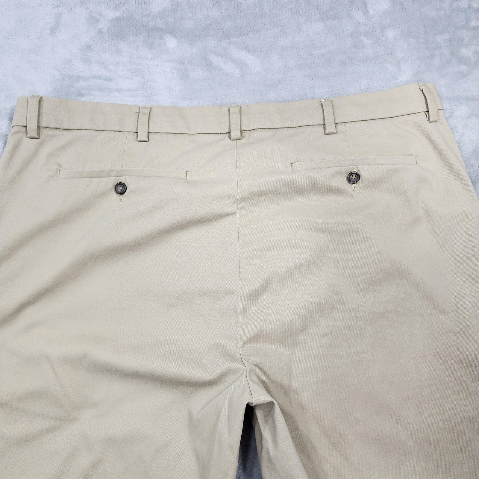 George Pants Mens 46×30 Beige Flat Front Chino Tapered Stretch Office Casual