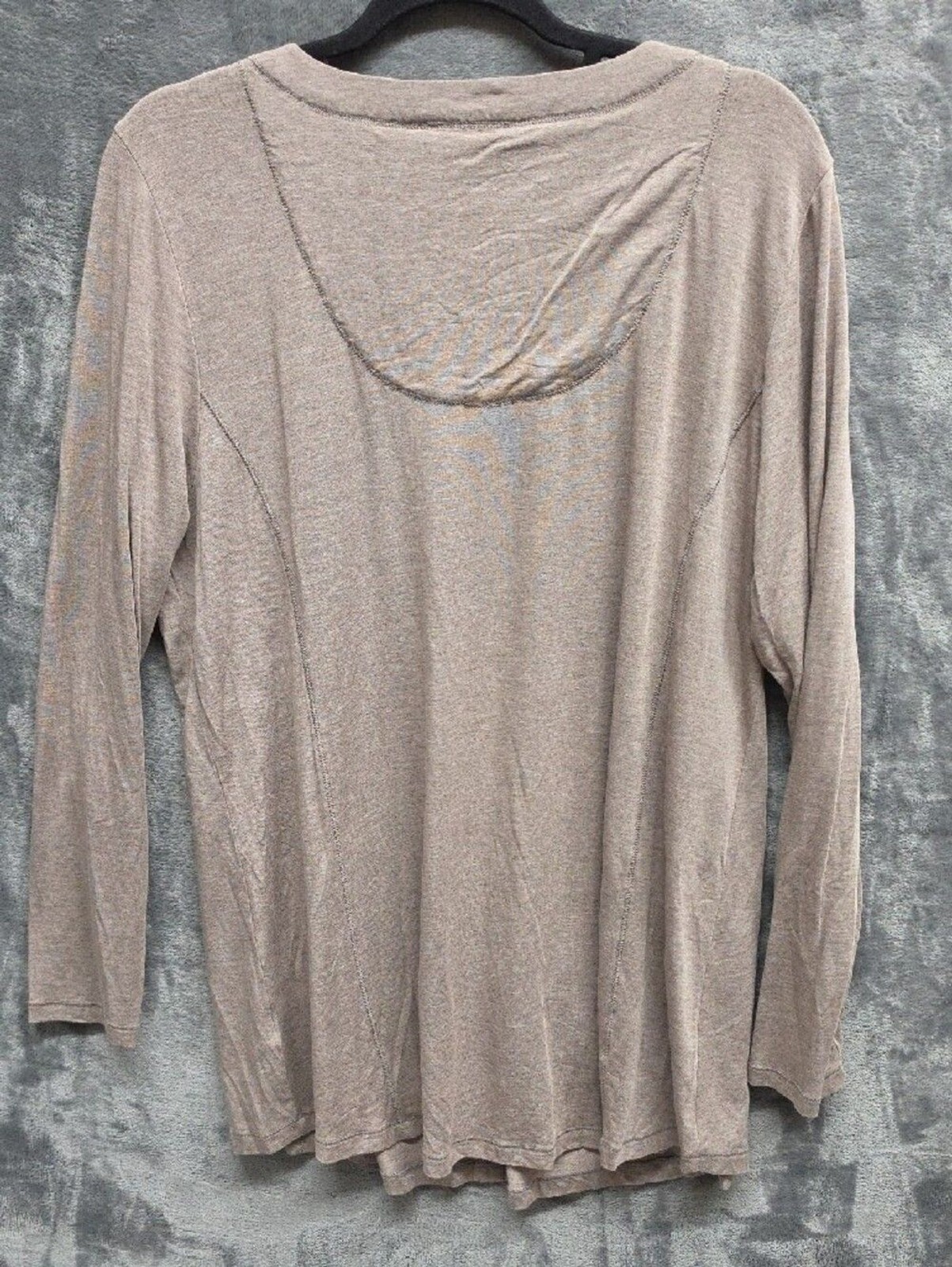 Soft Surroundings Taupe Lace-Back V-Neck Long Sleeve Top