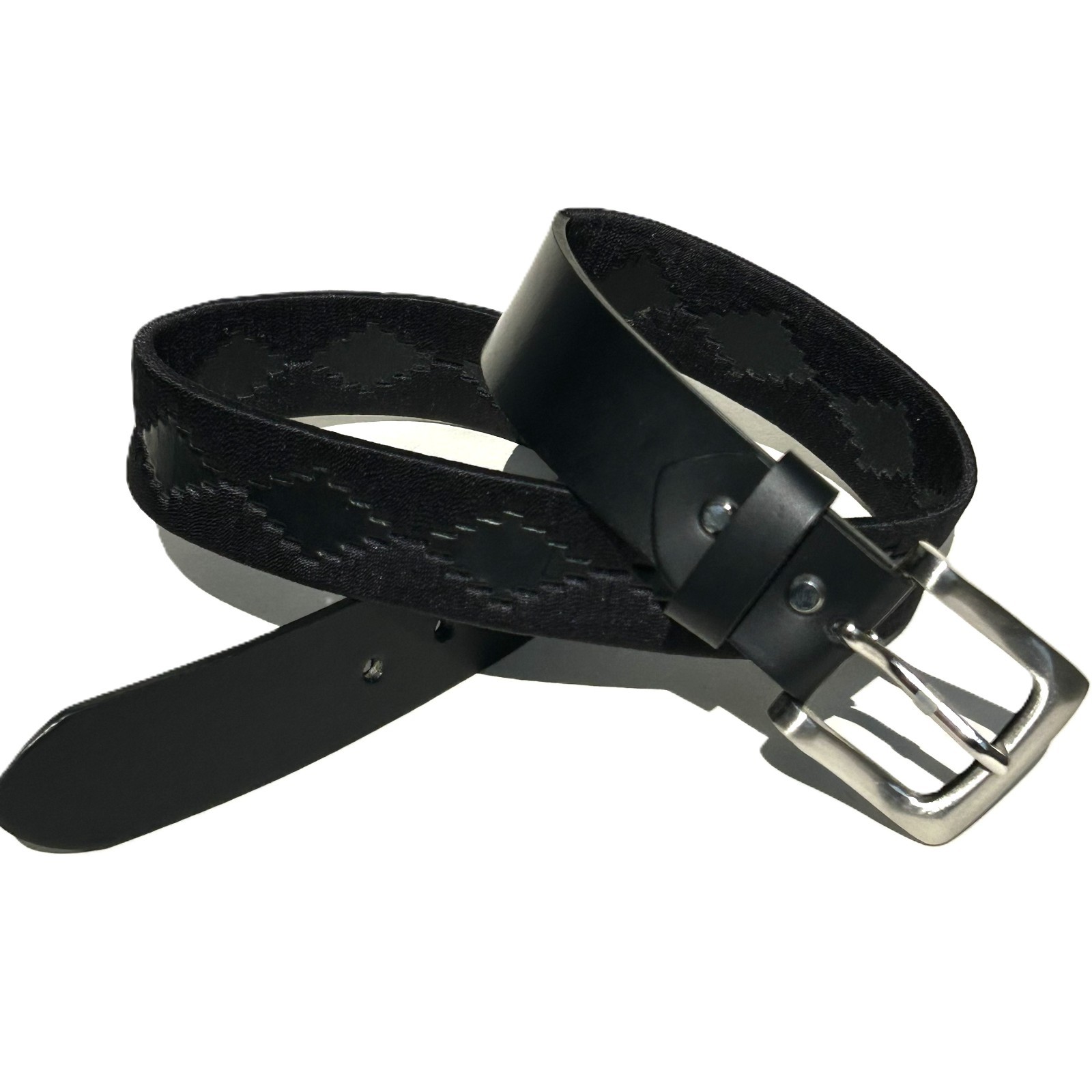 Hand Stitched Leather Polo Belt: Gaucho Style Embroidered Belt