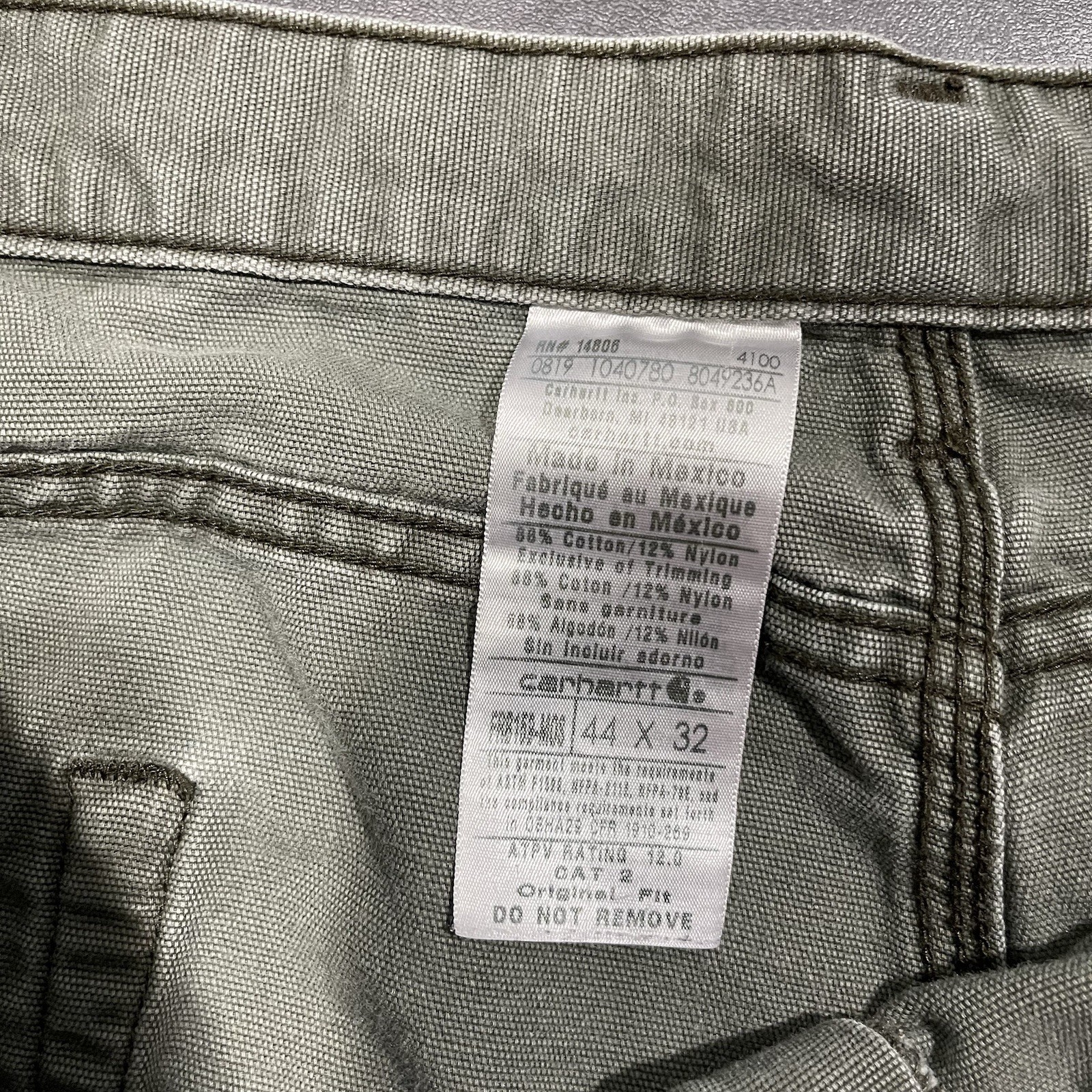 Carhartt FR Flame Resistant CAT 2 Pants Mens 44×32 Green Original Fit FRB159 MOS