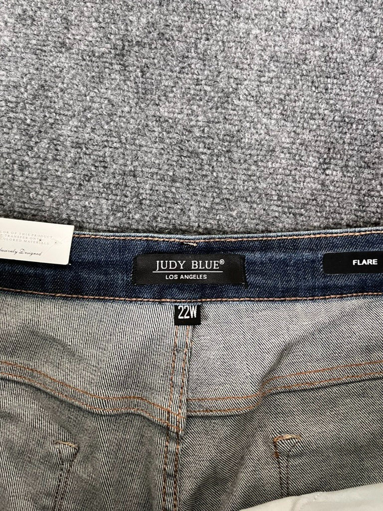 NWT Judy Blue High Rise Control Top Distressed Flare Jeans JB88739 Womens 22W