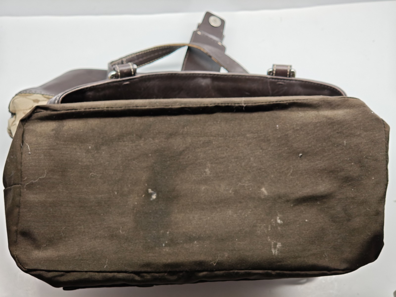 COACH | Brown Logo Shoulder Bag Buckle Accent Double Handles Silver Hardware