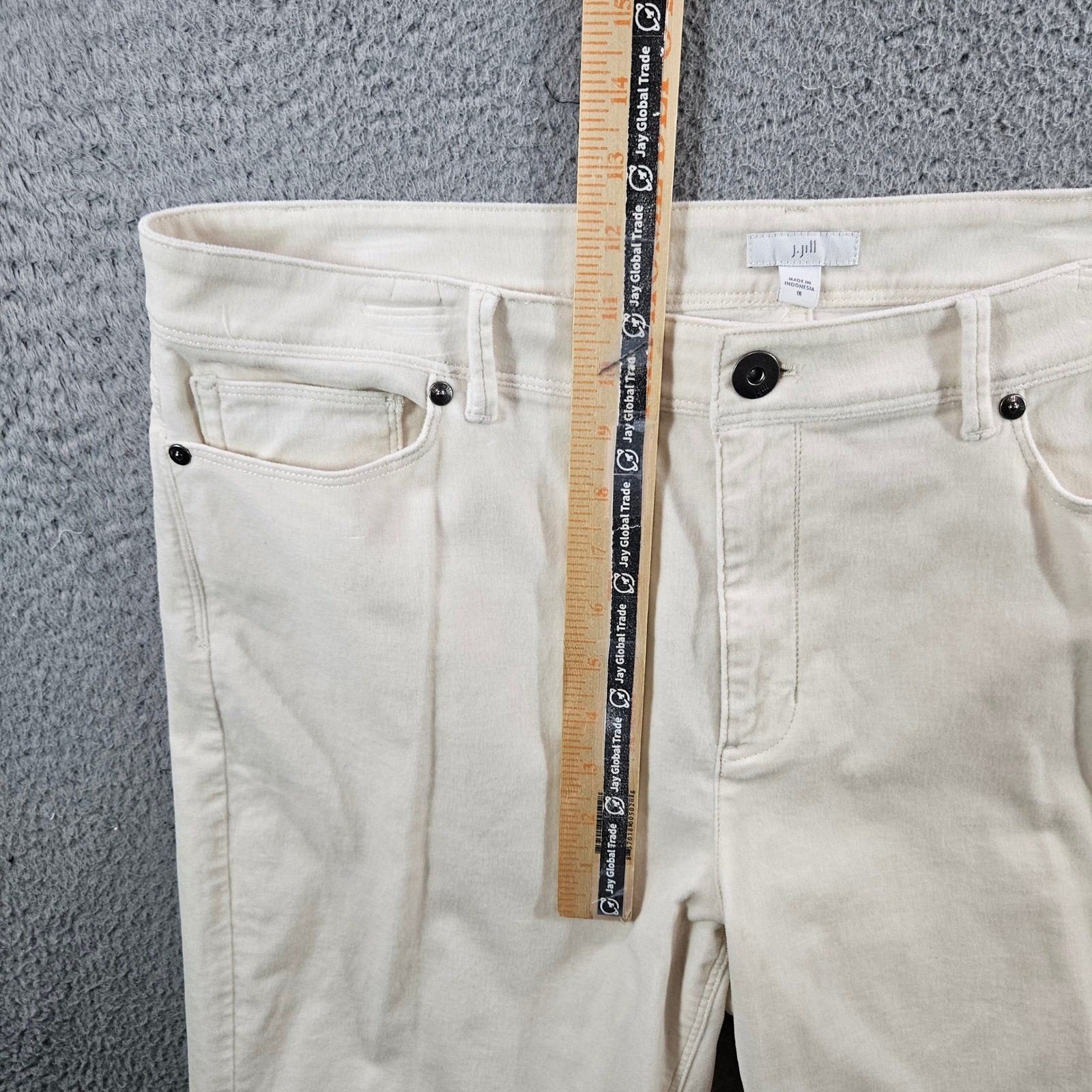 J. Jill Barley Corduroy Pants Womens 16 Cream Off-White Straight Leg JWT16 NEW