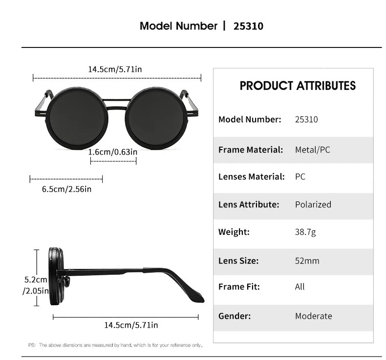 Adjustable Tint Sunglasses, 1-9 Gears Rounded Polarized Glasses with ND Filter