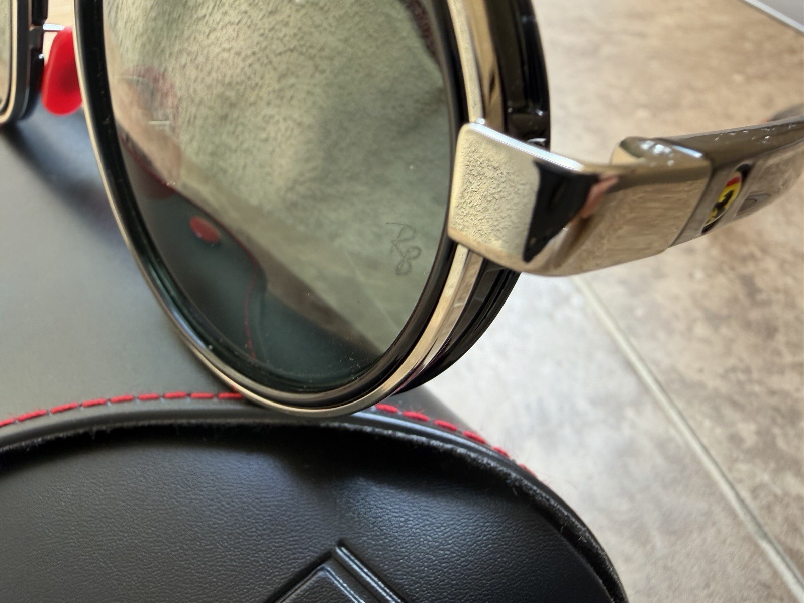Ray-Ban Scuderia Ferrari Sunglasses Silver/Red Frame Green Lens RB3703M