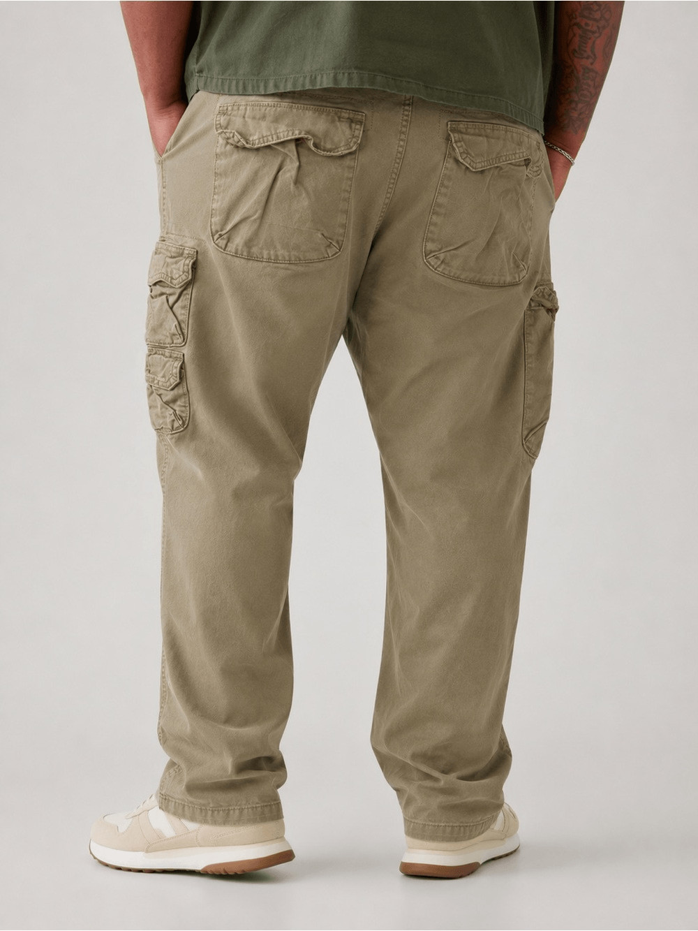 Wrangler Solid Tan Beige Cargo Pants Cotton Casual Denim Size 46 x 30