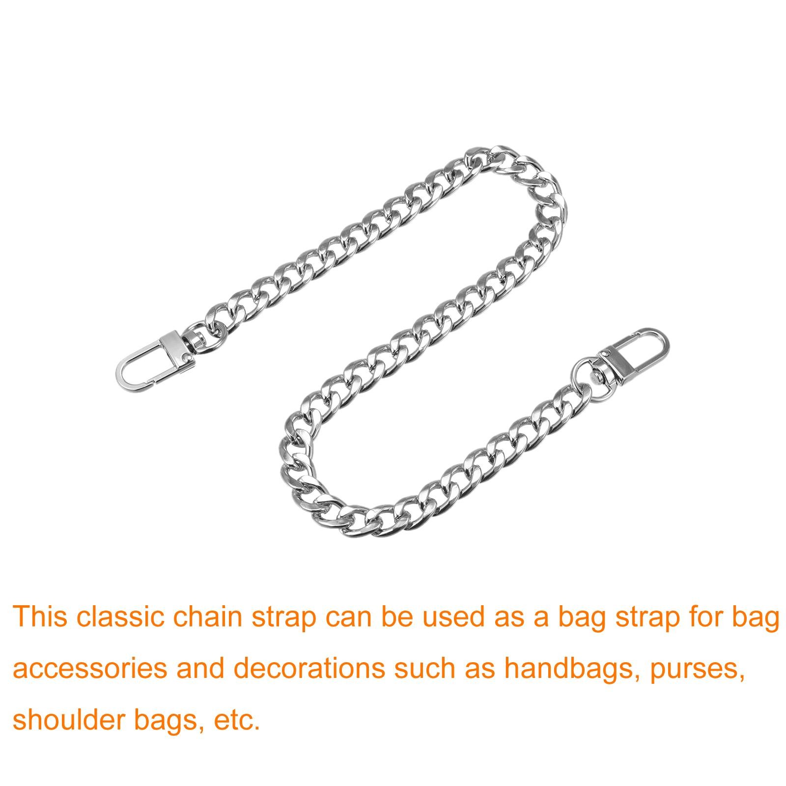 Iron Flat Chain Strap 16″ Handbag Chains Purse Straps DIY Replacement Silver