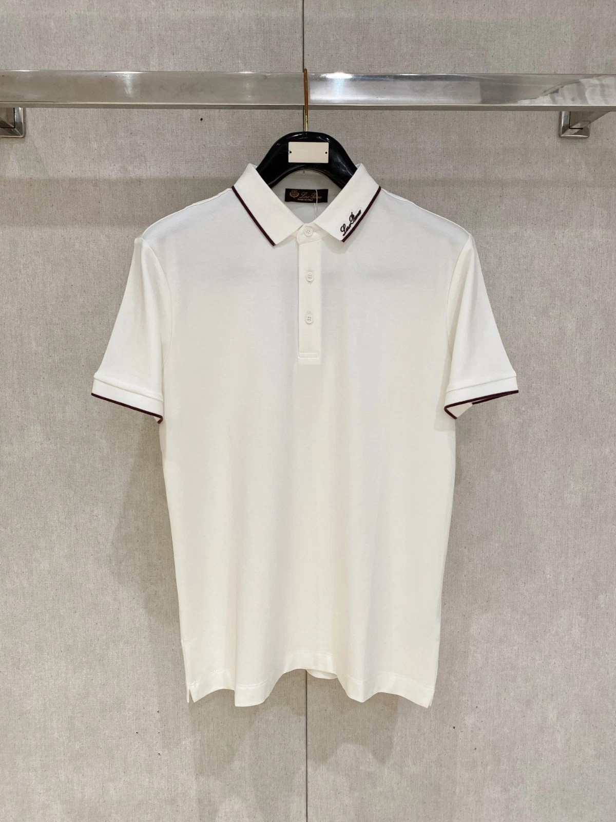 Loro Piana Logo Polo Shirt Men White Short Sleeve Size XL