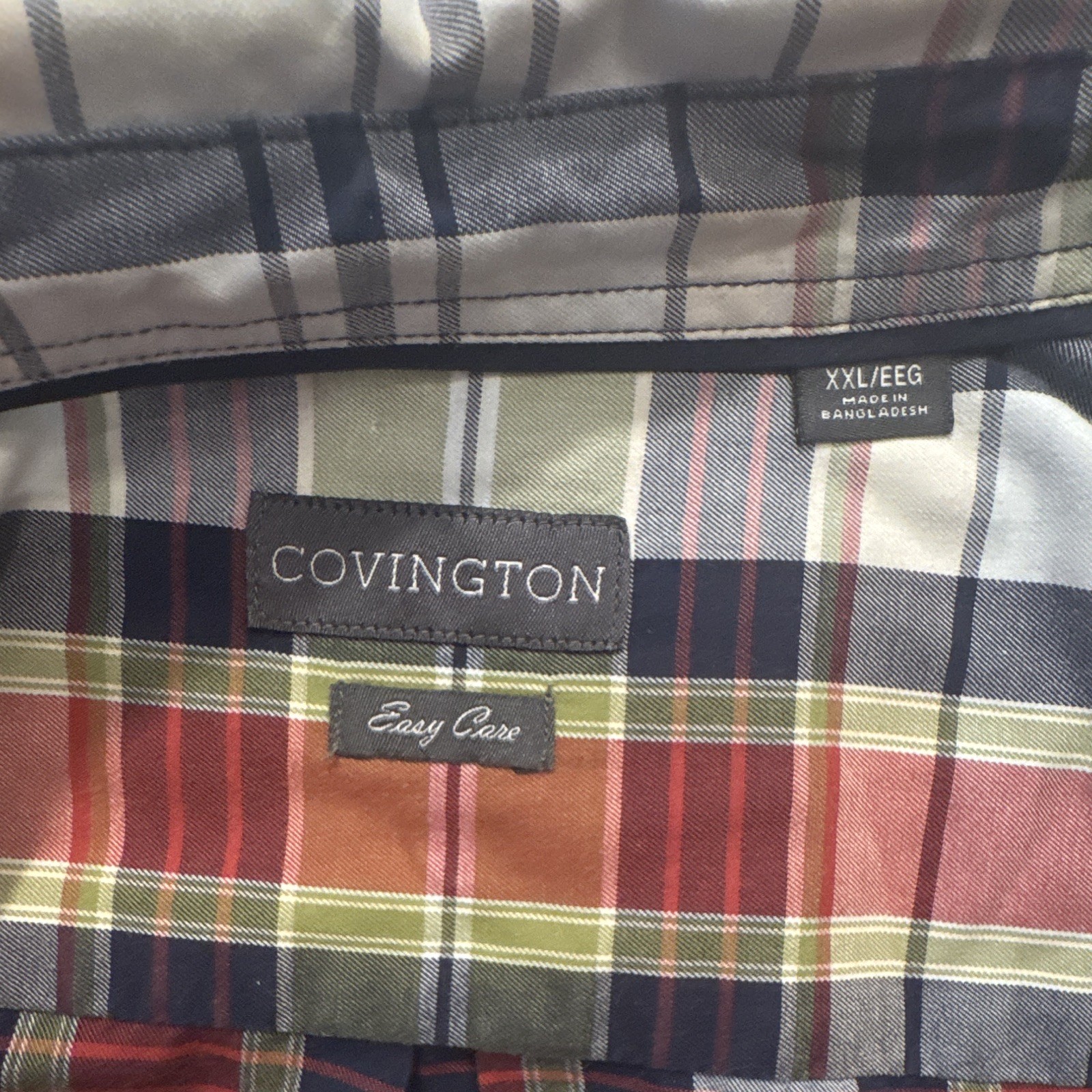 Covington Men’s XXL Multicolor Plaid Cotton Woven Easy Care Button-Down LS