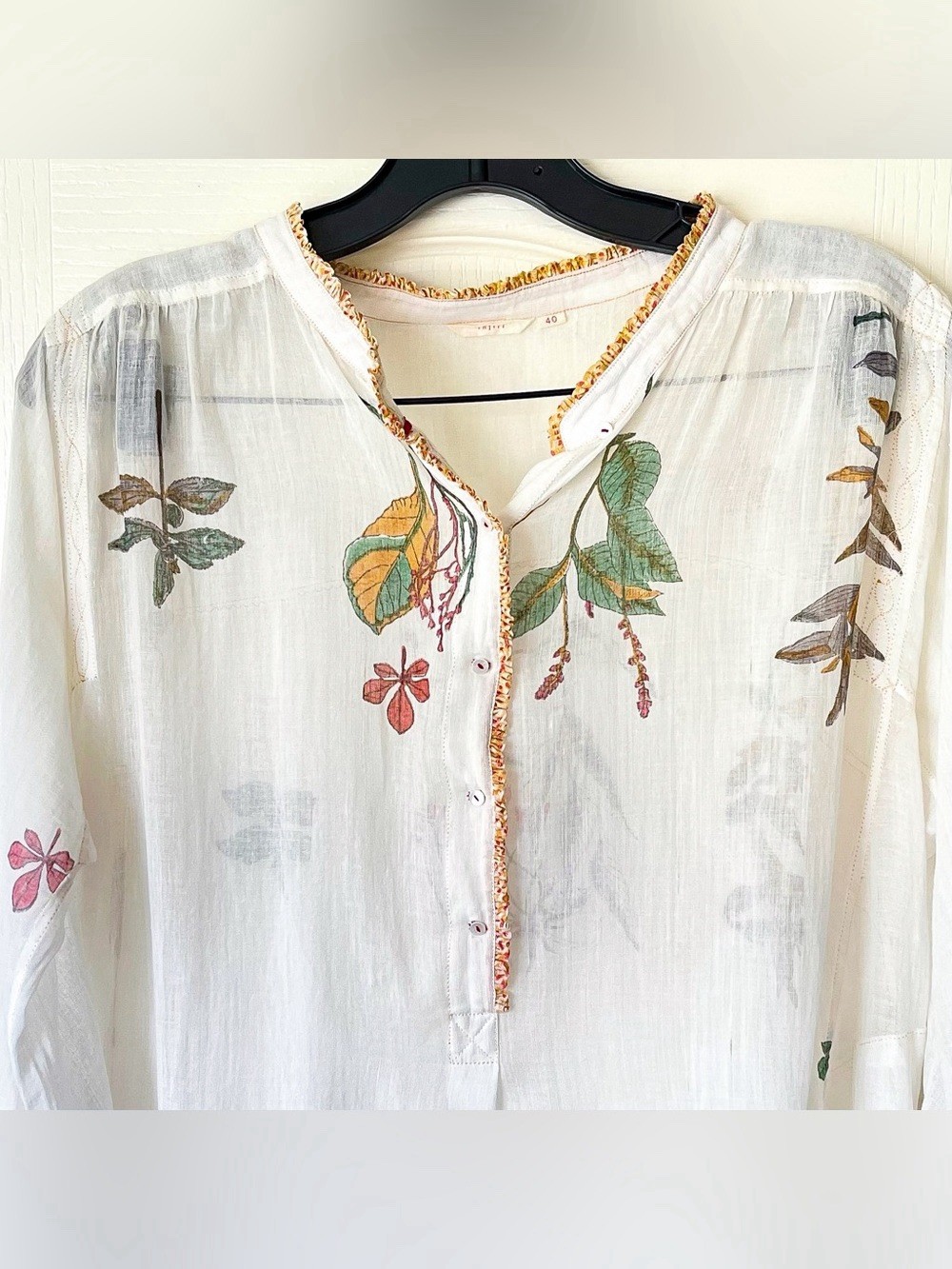 Injiri Herbarium Cotton Silk Tunic Floral White Multi 40 Excellent