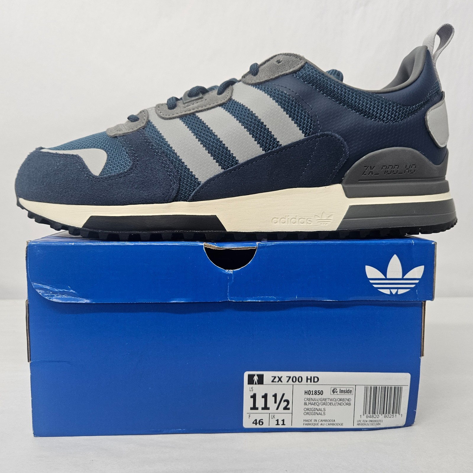 Adidas ZX 700 HD Retro Sneakers H01850 Crew Navy Grey Blue Men’s Size 11.5