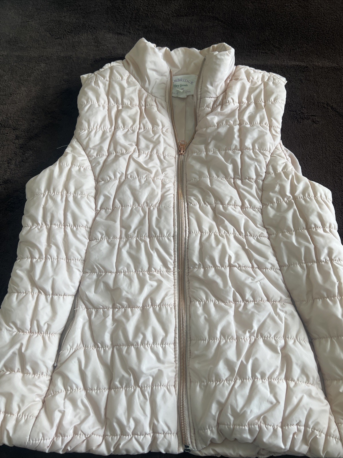 Cambridge Dry Goods Quilted Vest Large Women’s Rose Gold Zipper Pockets