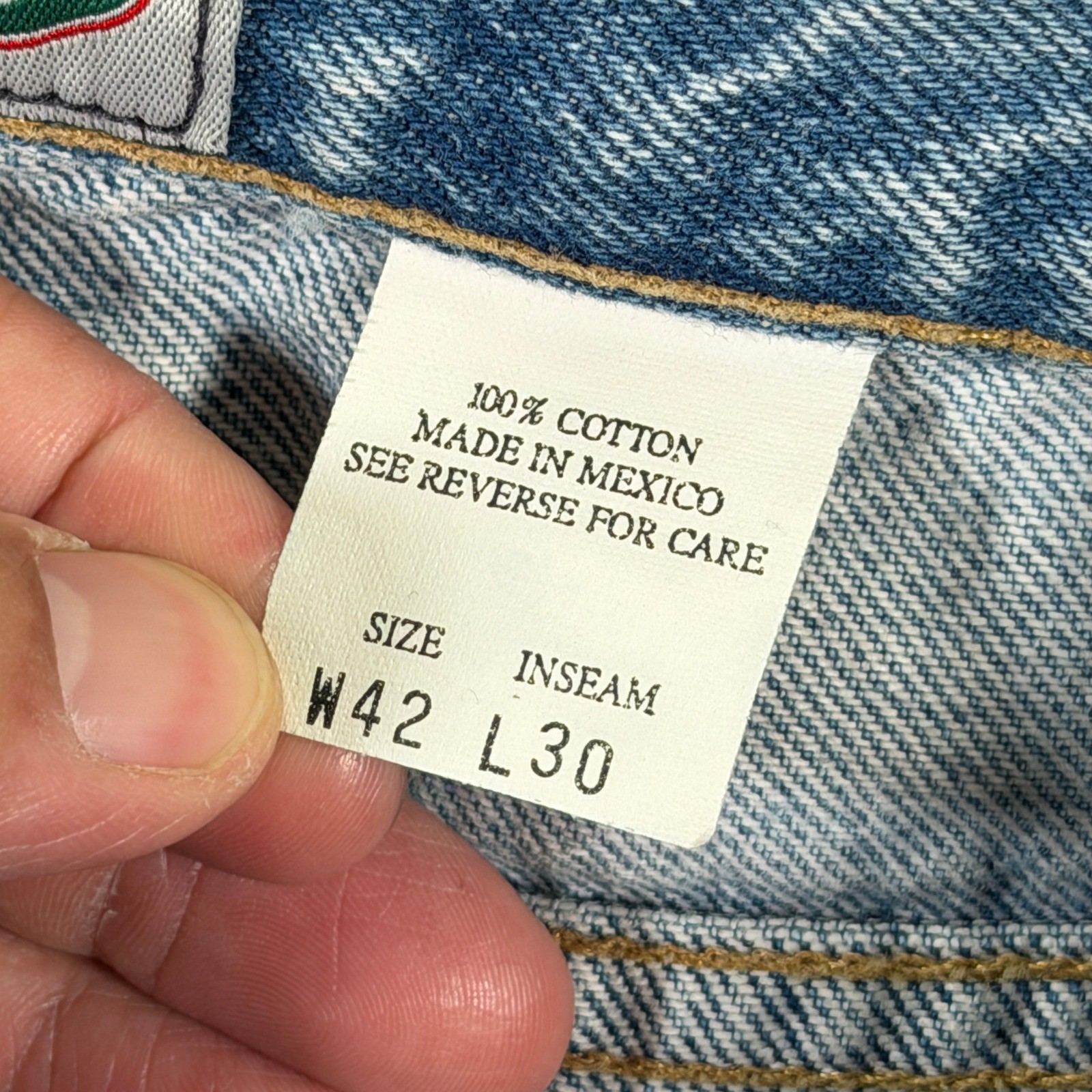 Vintage Anchor Blue Baggy Light Wash Denim Jeans Mens W42 L30 Cotton Made Mexico