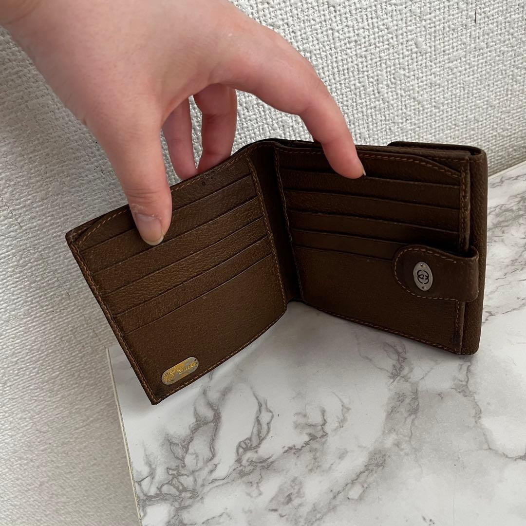 Excellent Condition Gucci Old Gucci GG Pattern Leather Double Snap Mini Wallet B