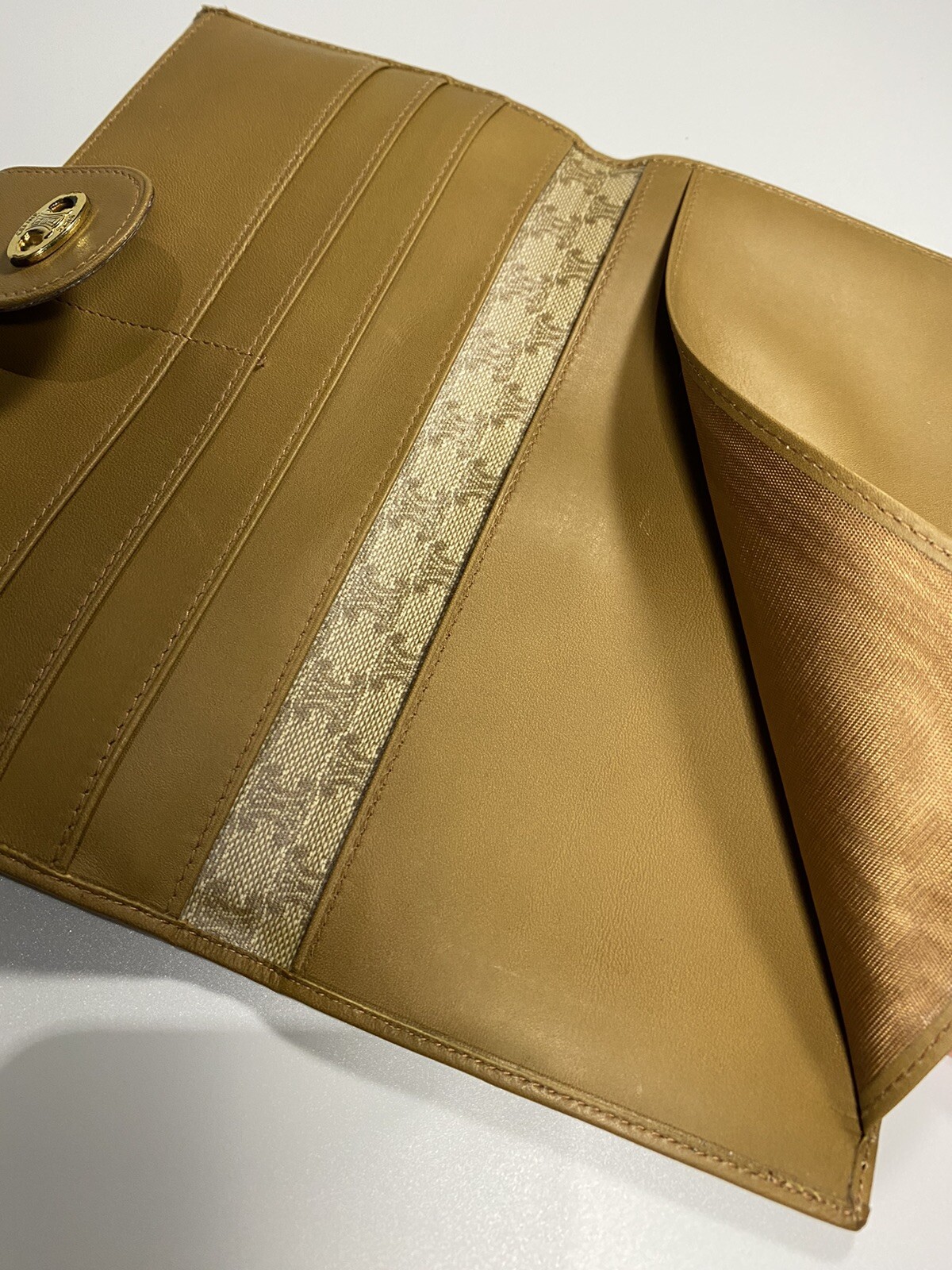 CELINE Rare Long Wallet Logo Triomphe Macadam Canvas Leather Made in Italy