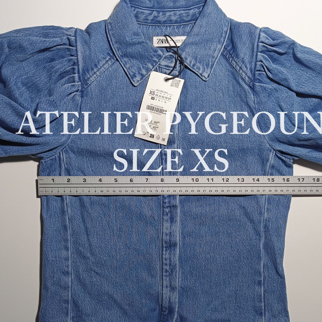 NWT ZARA Denim Puff Sleeve Blouse ZW Collection Blue 5216/053 XS, S, M, L