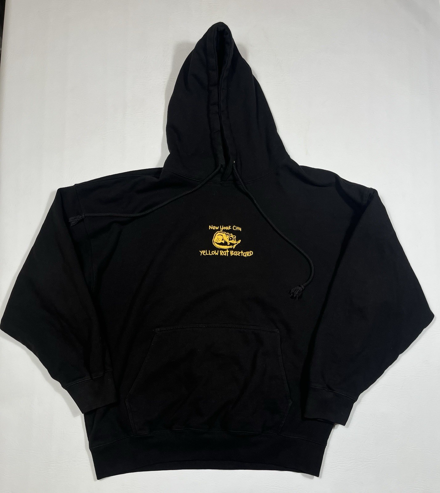 Yellow Rat Bastard Hoodie Mens XL Black New York City Skate NYC Y2K Sweatshirt