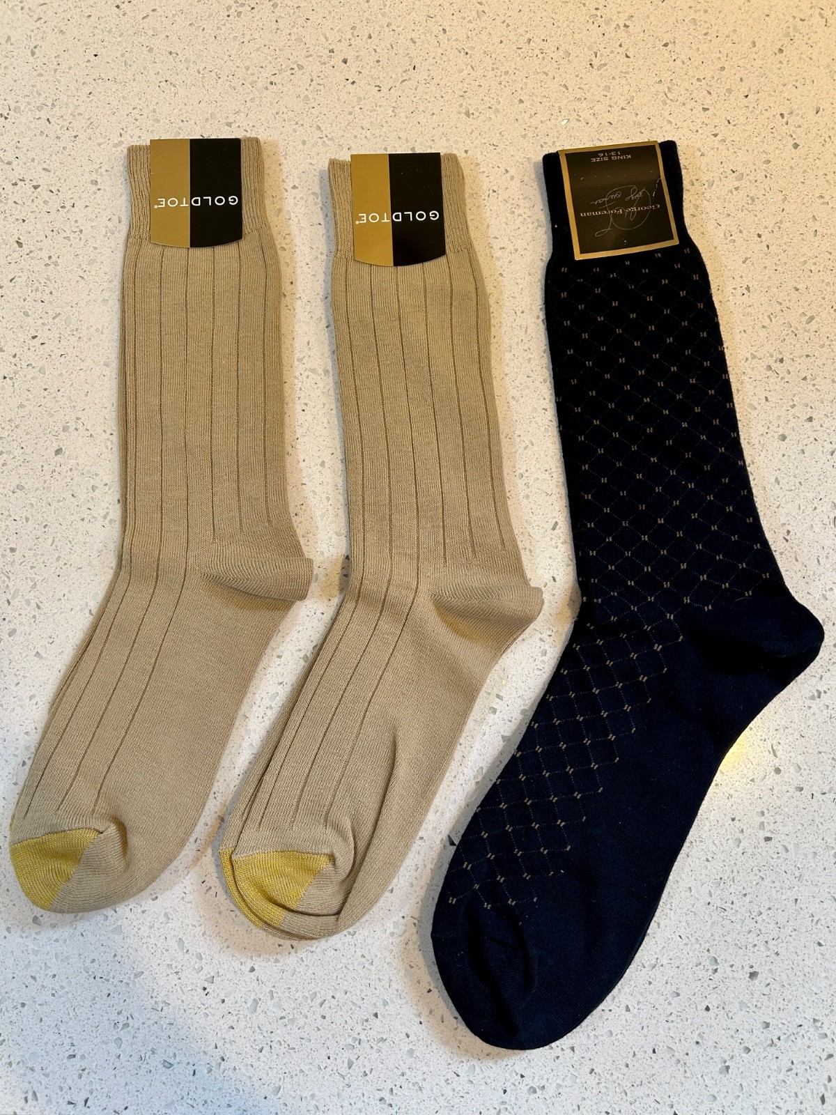 2 Pr. GOLDTOE Rib Crew Socks Shoe Sz 6-12 1/2 + George Foreman King Size 13-16