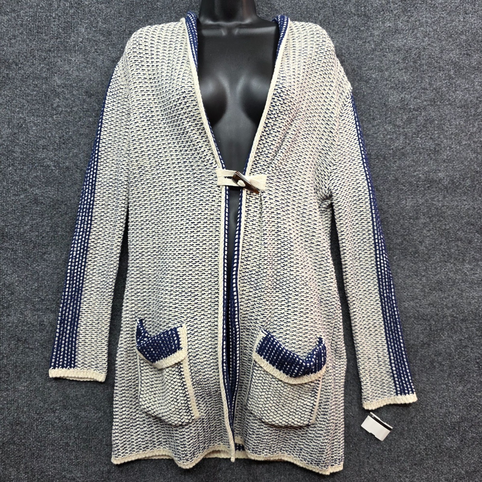 Cotton Country Hooded Textured Cardigan S Colorblock Coastal Grandma Lagenlook