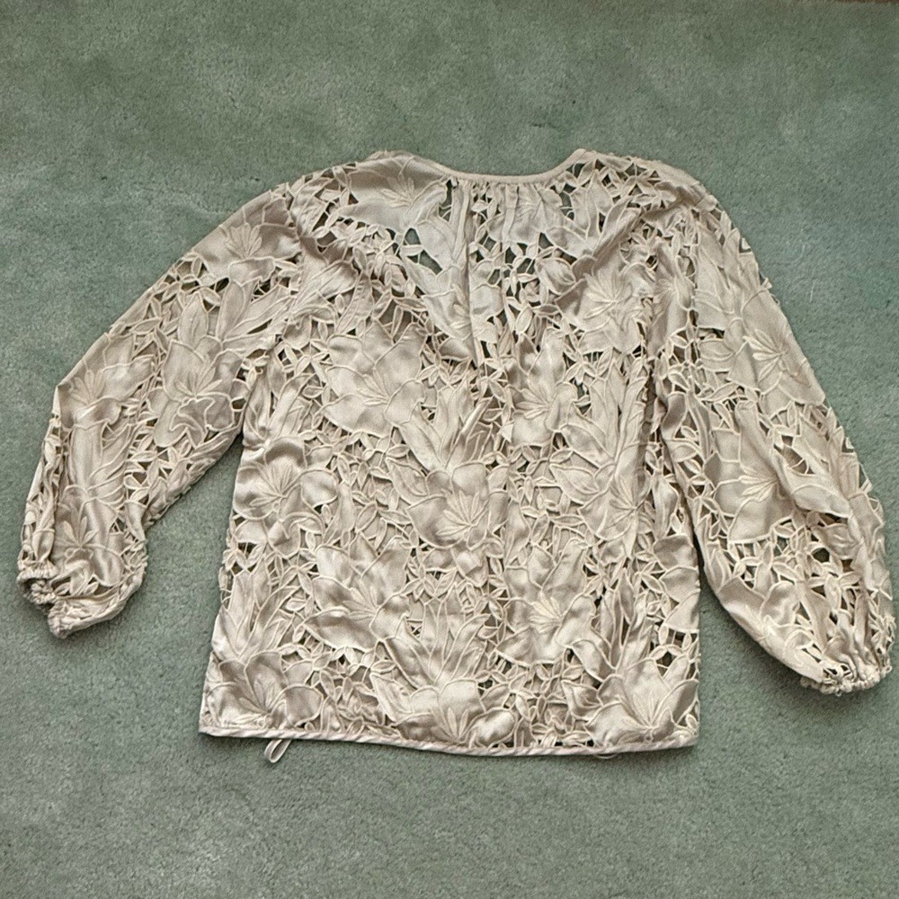 Ramy Brook Mikayla Eyelet-Embroidered Blouse Sz L