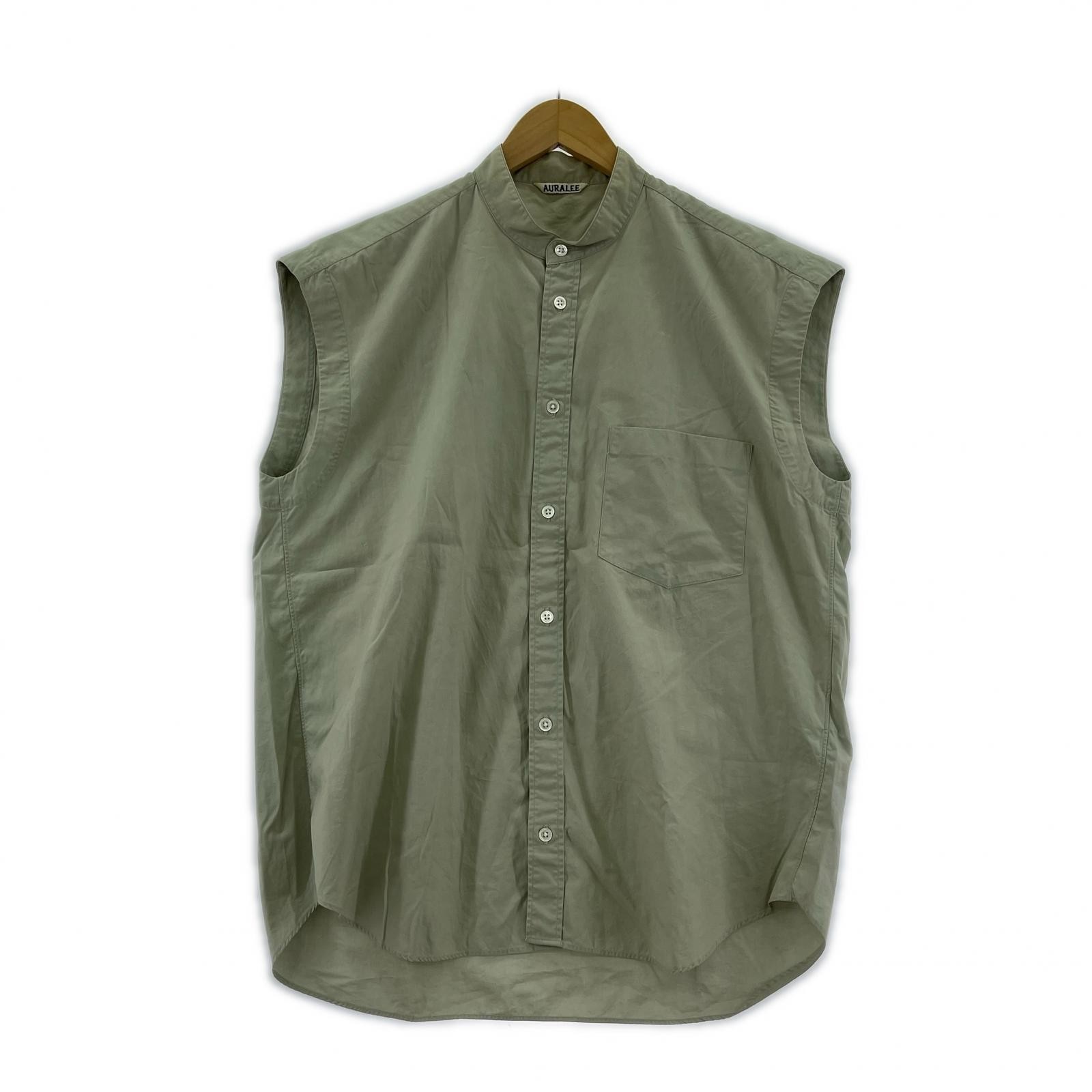 57773 AURALEE Orally Band collar sleevelessblouse size0/Pale khaki made in japan
