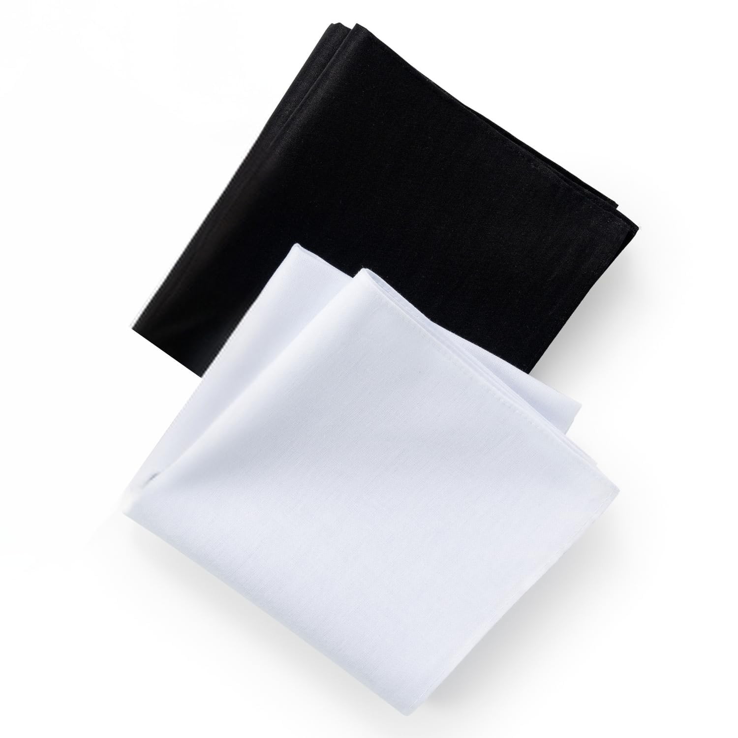 Handkerchief Formal Pocket Squares White/Black Set, Large Size 20×20 Inches, …