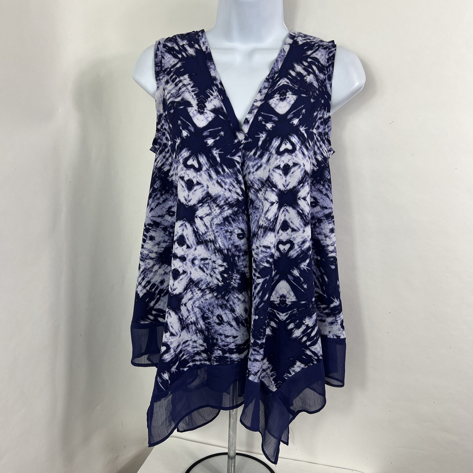 Simply Vera Vera Wang Blouse Women’s XS Sleeveless Hi/Low Purple Tie Dye Chiffon