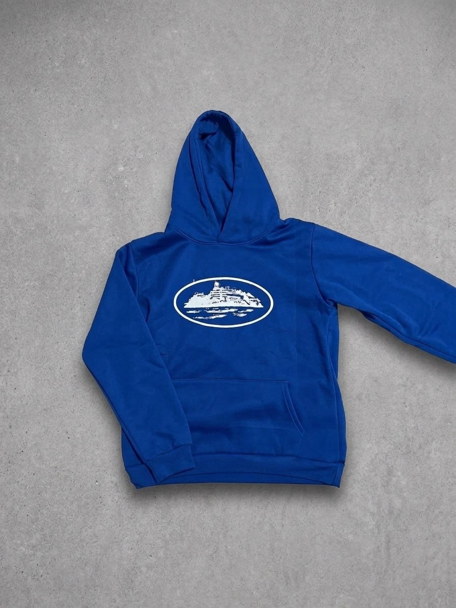 Corteiz Alcatraz Hoodie Blue Size Medium In Good Condition