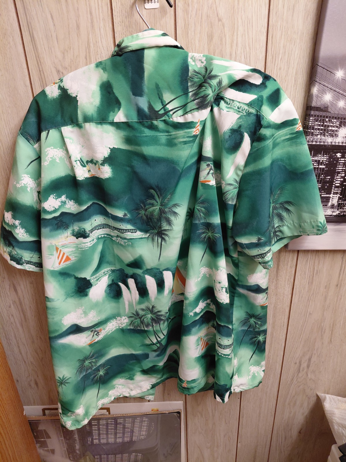Vtg 70’s Kennington Loop Collar Beach Hawaiian Aloha Polyster Men’s Shirt L