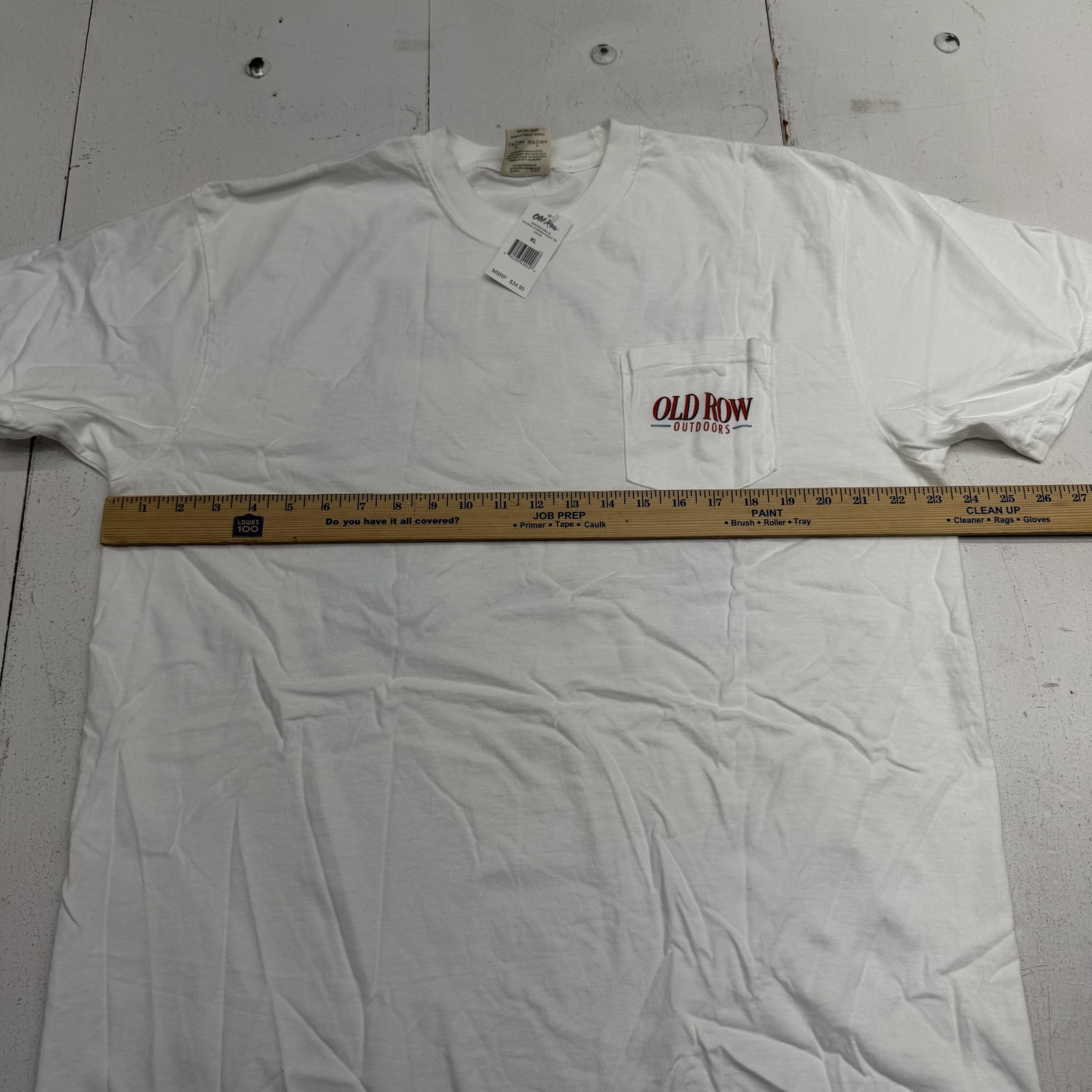 Comfort Colors Shirt Mens XL White Old Row Outdoors Lip Ripper Pocket Tee