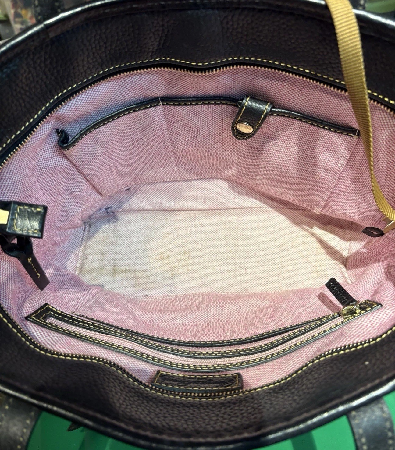 Dooney Bourke Black Pebble Leather Charleston Tote Shopper Shoulder Bag Purse