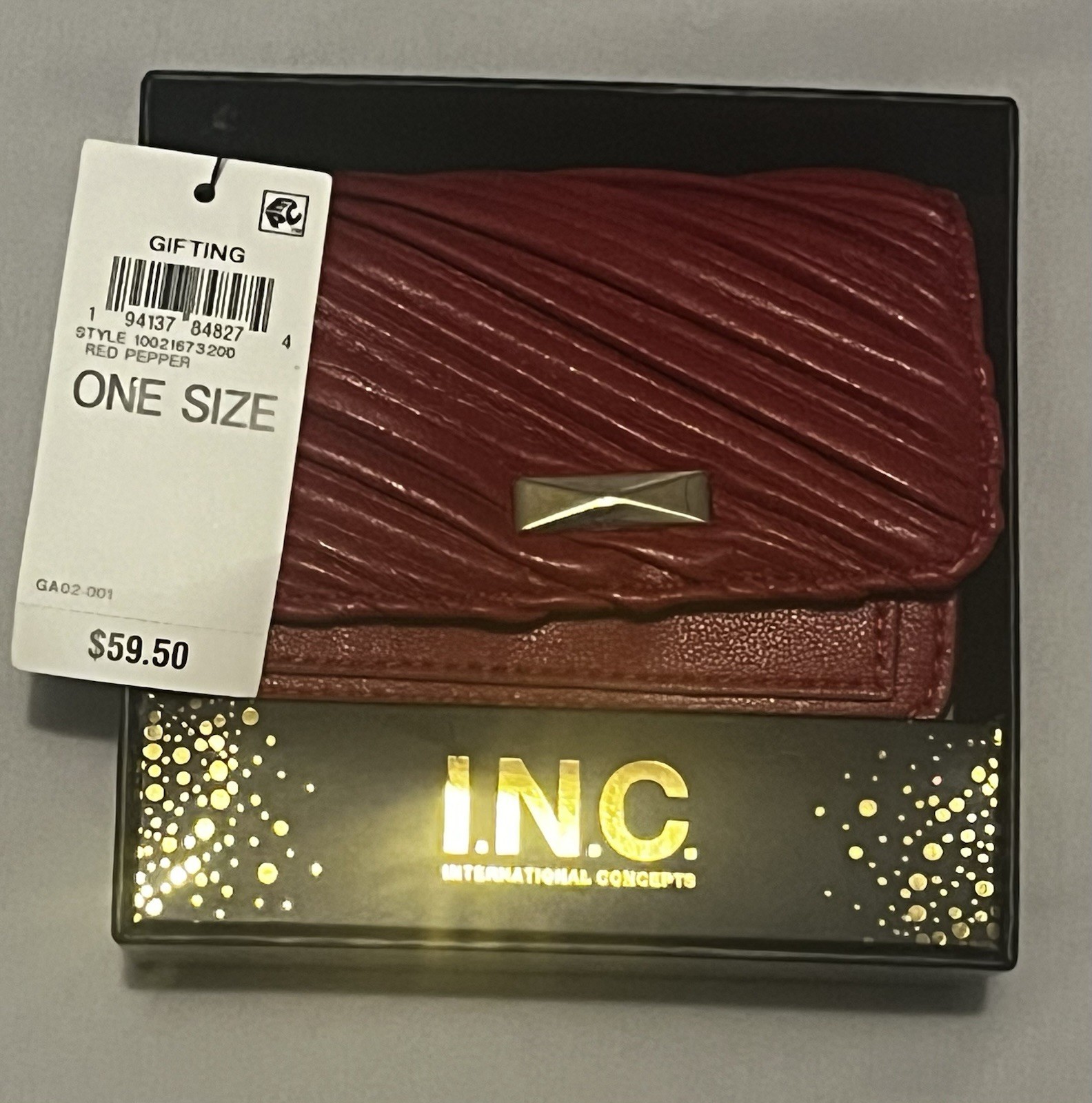 I.N.C. International Concepts Red Solid Chain Logo Women’s Chain Wallet