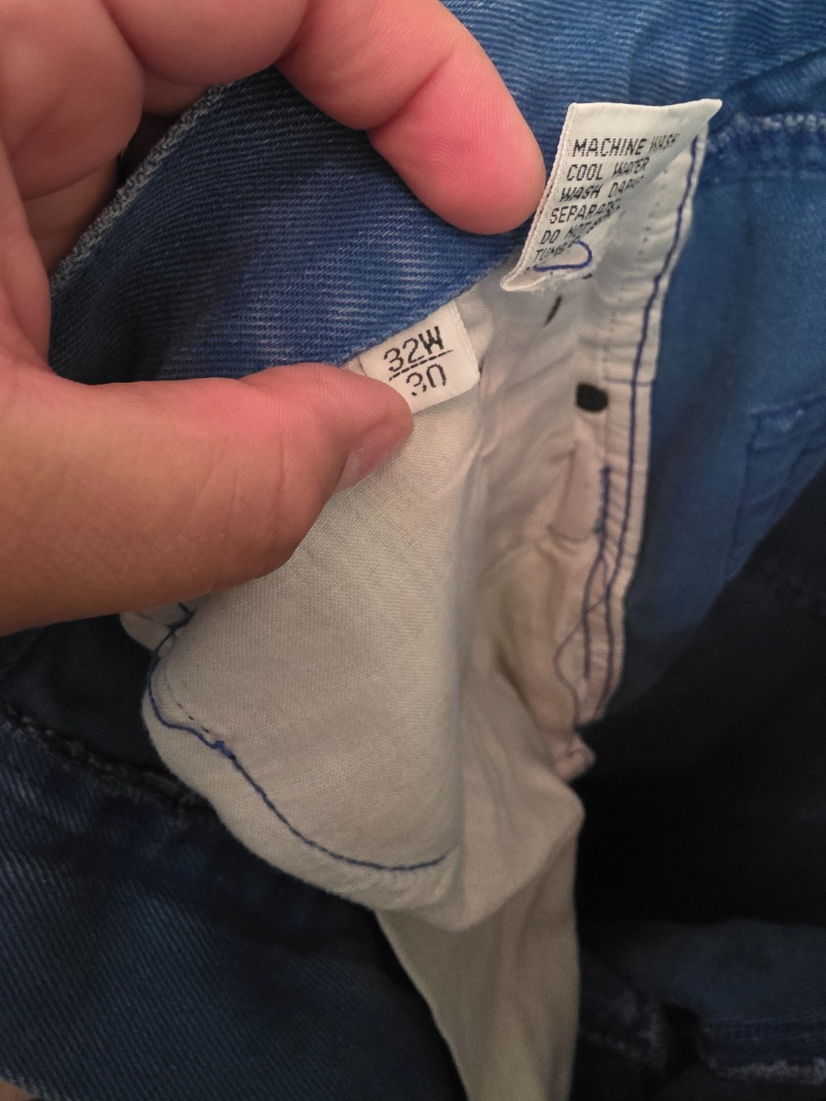 Vintage Bugle Boy 100% Cotton Jeans 32×30 Blue High Rise Tapered Mom Made HK