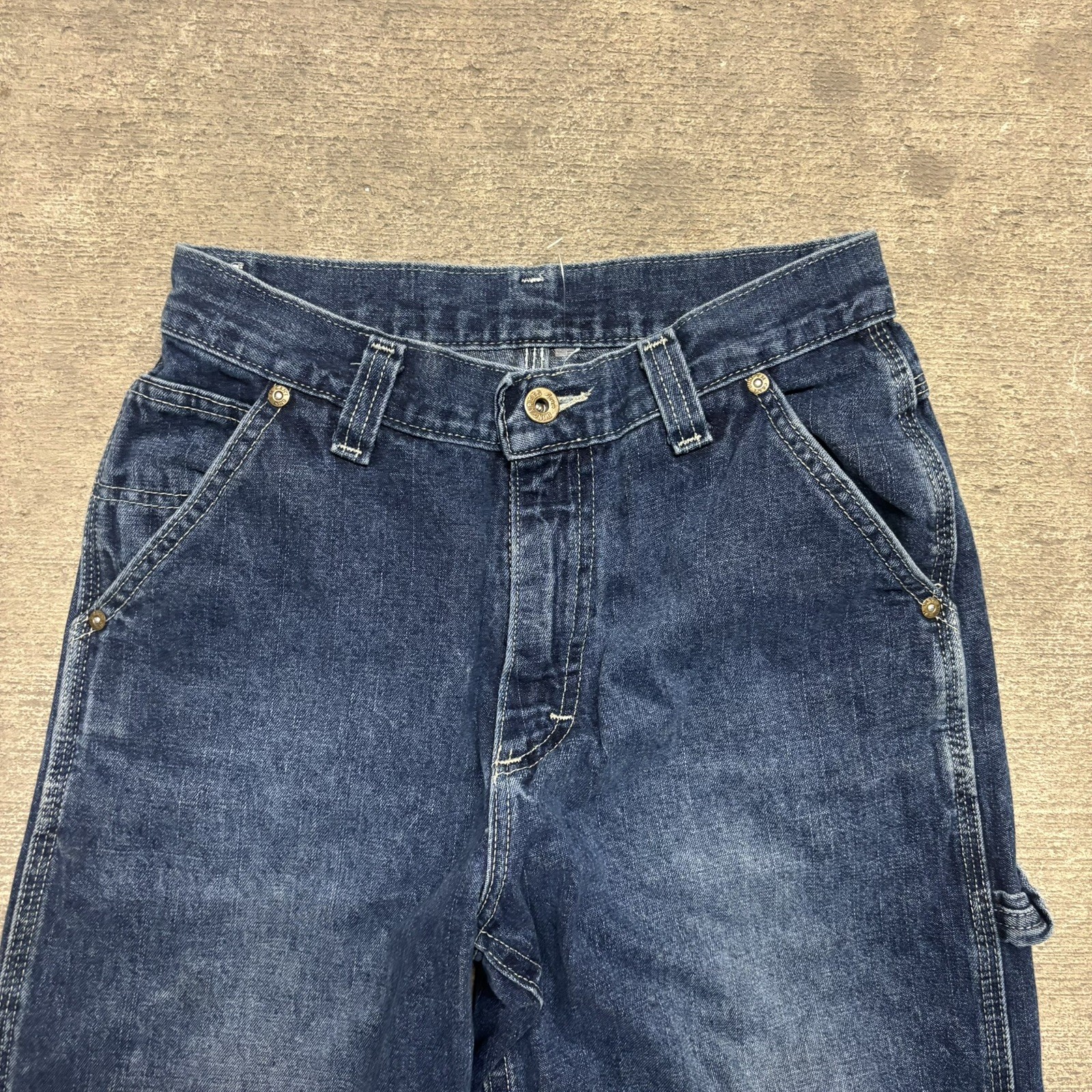 Vintage Lee Workwear Blue Carpenter Jeans High Waisted Wide Leg 26 90s Utility