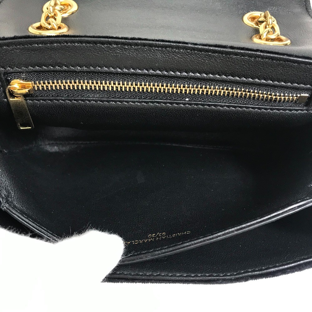 CELINE Small C Multi Beaded Chain Shoulder Bag suede Black x Multicolore
