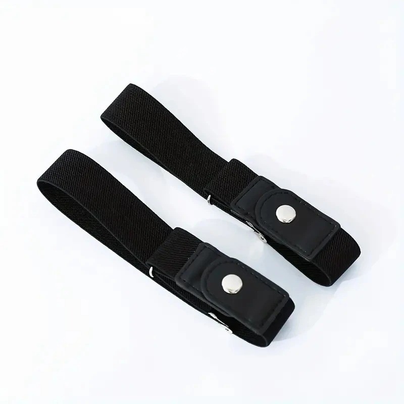 2 Pack No Buckle Elastic Belt Invisible Loop Belt for Jeans Pants