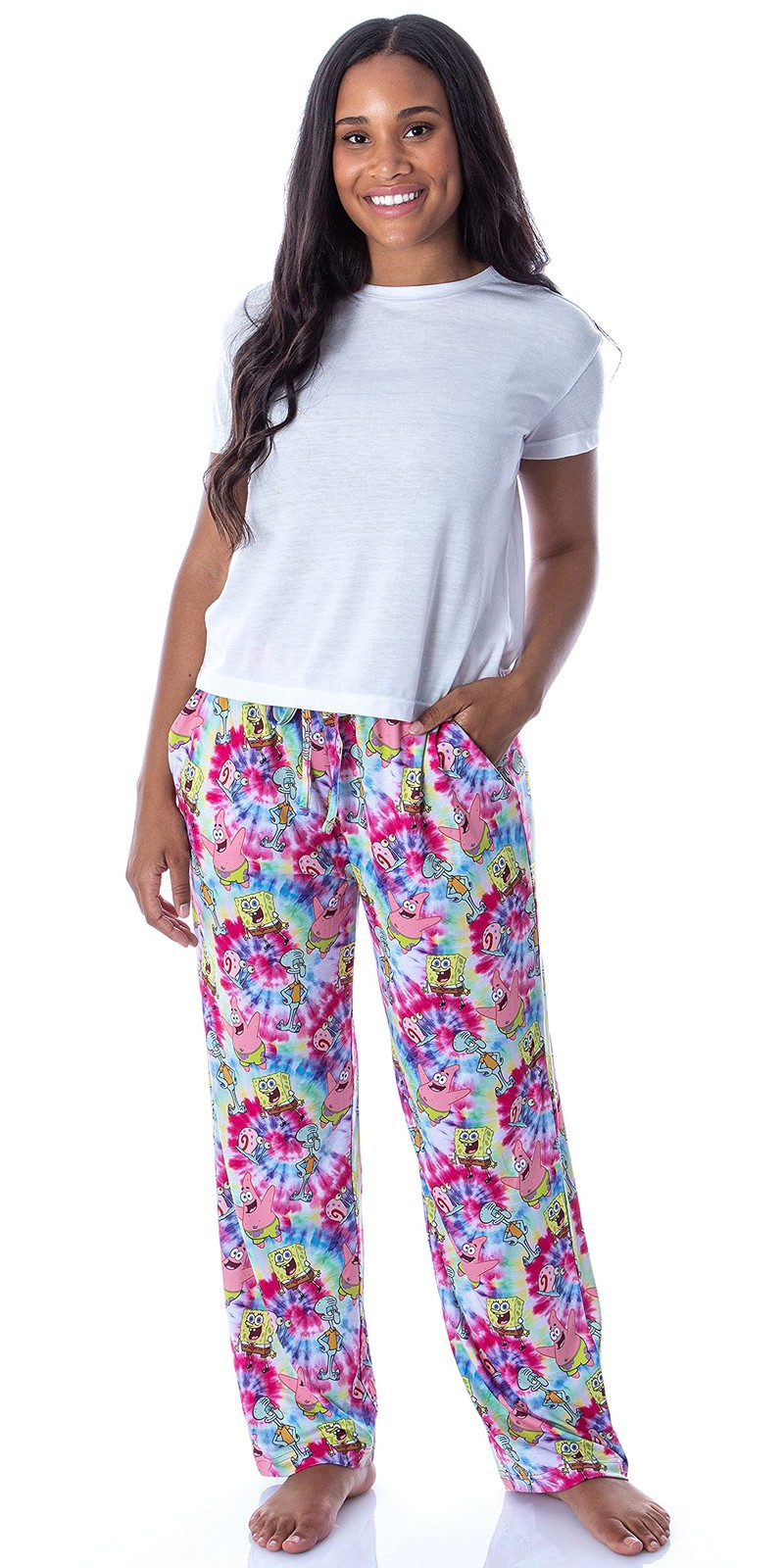 Nickelodeon Womens’ SpongeBob SquarePants Spiral Tie Dye Sleep Pajama Pants