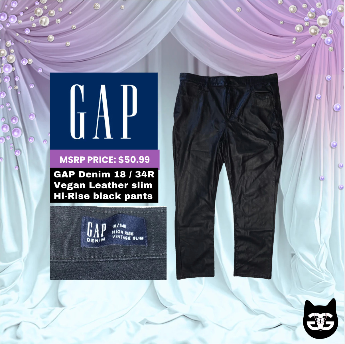 GAP Denim – Black High Rise Vegan Leather Vintage Slim Pants