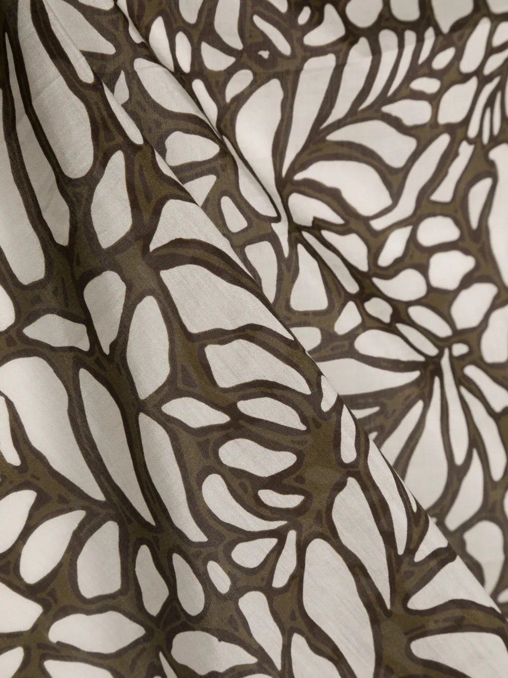 BRUNELLO CUCINELLI WOMEN’S LEAF-PATTERNED SCARF IN MILITARY GREEN MSRP $495