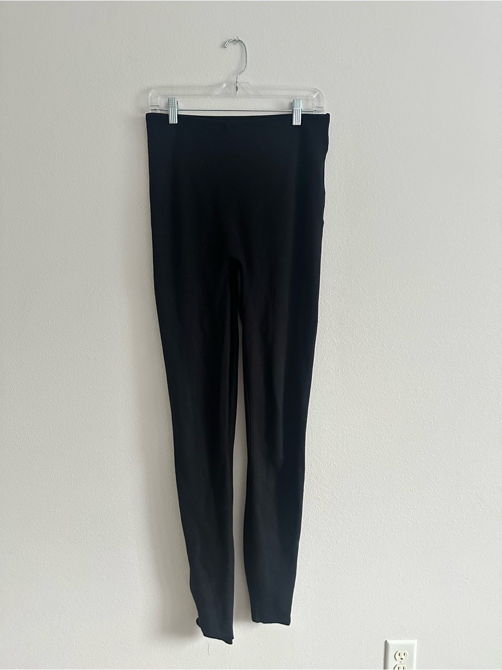 SPANX Black Seamless High Waisted Leggings Angle Zipper Size L Slimming