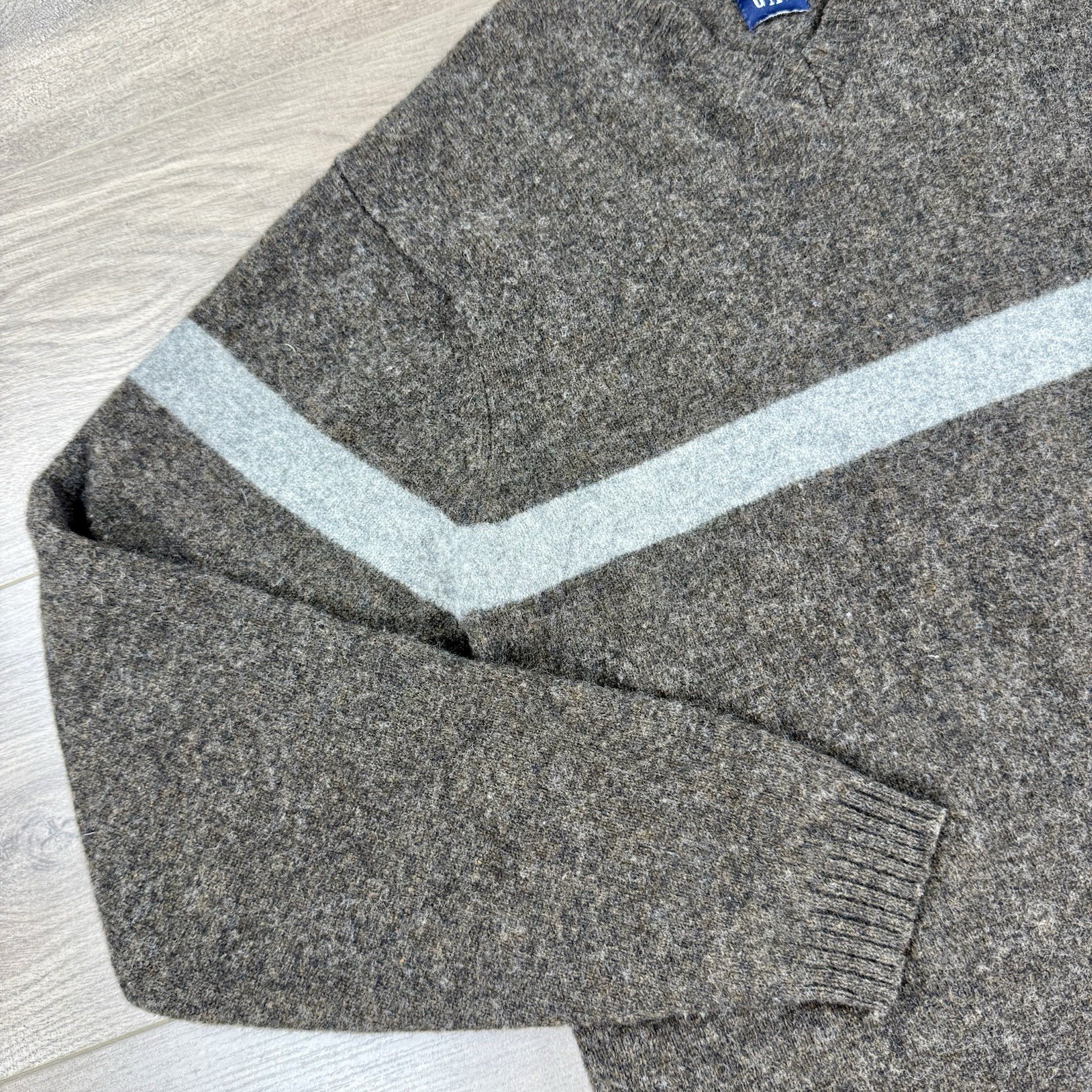 Vintage GAP 100% Lambswool Pullover Sweater Men’s Large Brown Ribbed Cuffs Hem