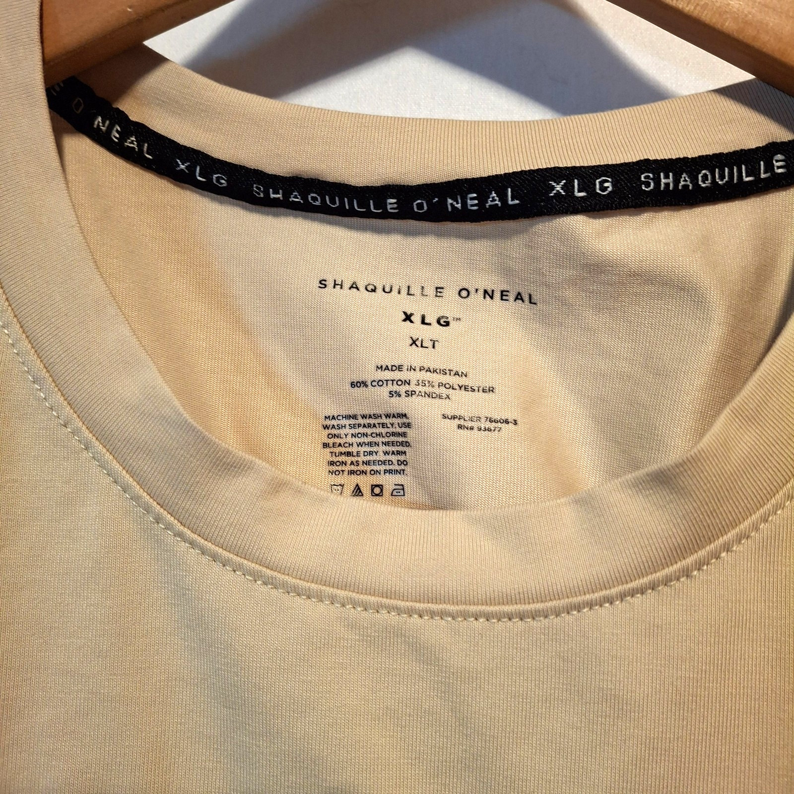 Shaquille ONeal Mens XLT Big Tall Shirt Tan Black Orange Colorblock Crewneck Tee