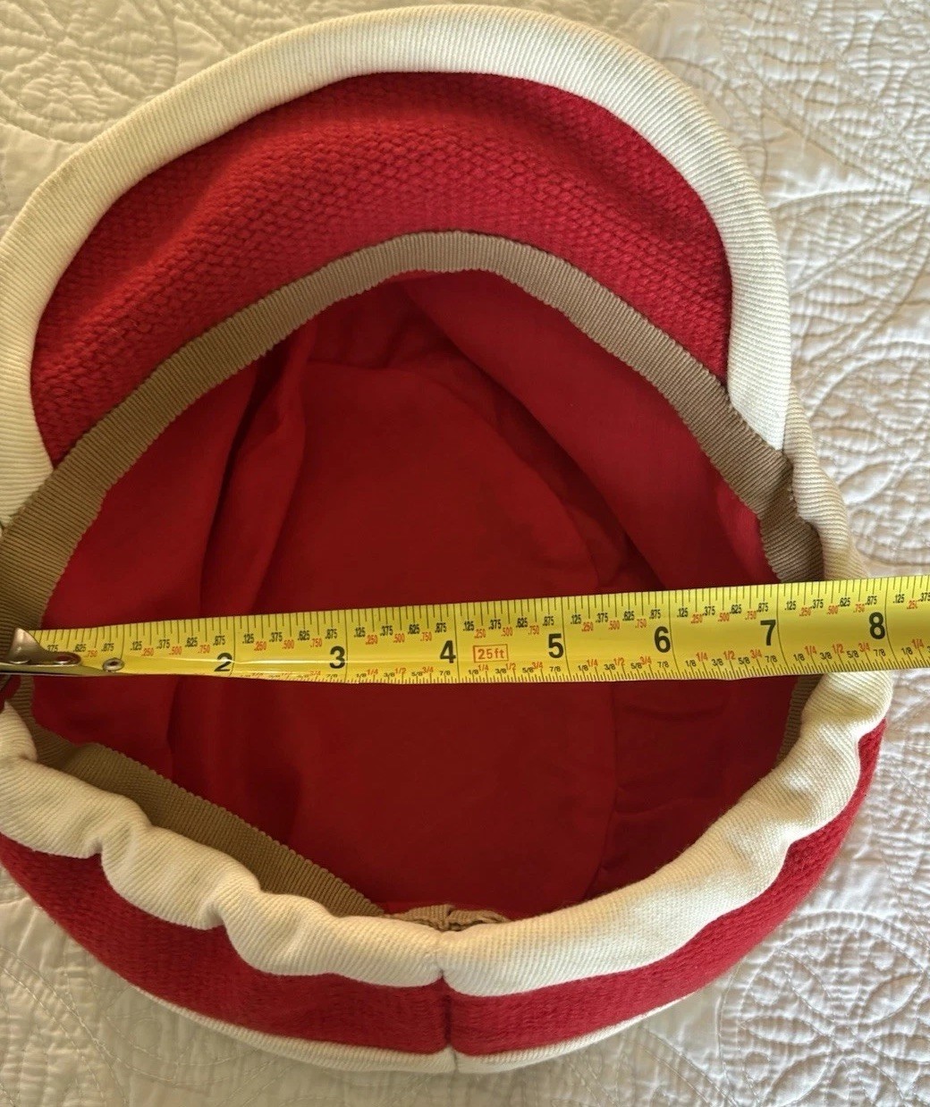 Ortega’s 100% Wool Hand Woven Hat Size Large Red Whit Chimayo