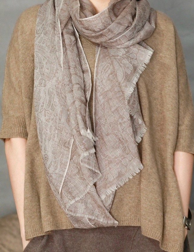 200-count Water-Soluble Wool Double-sided Cashew Jacquard 90x200cm Scarf