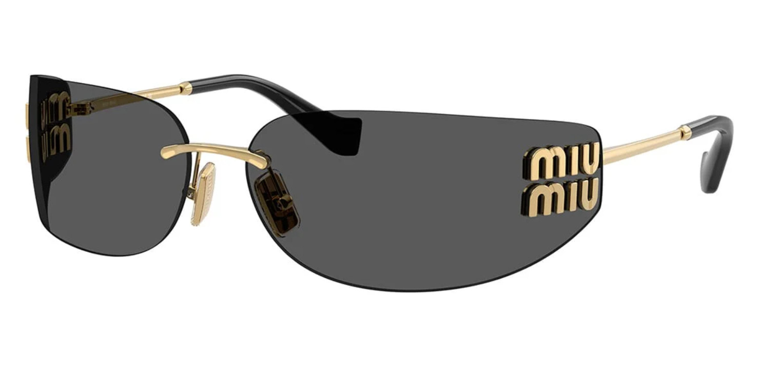 Authentic Miu Miu MU A51S 5AK5S0 Gold Grey Women’s 75mm Sunglasses Luxury Design