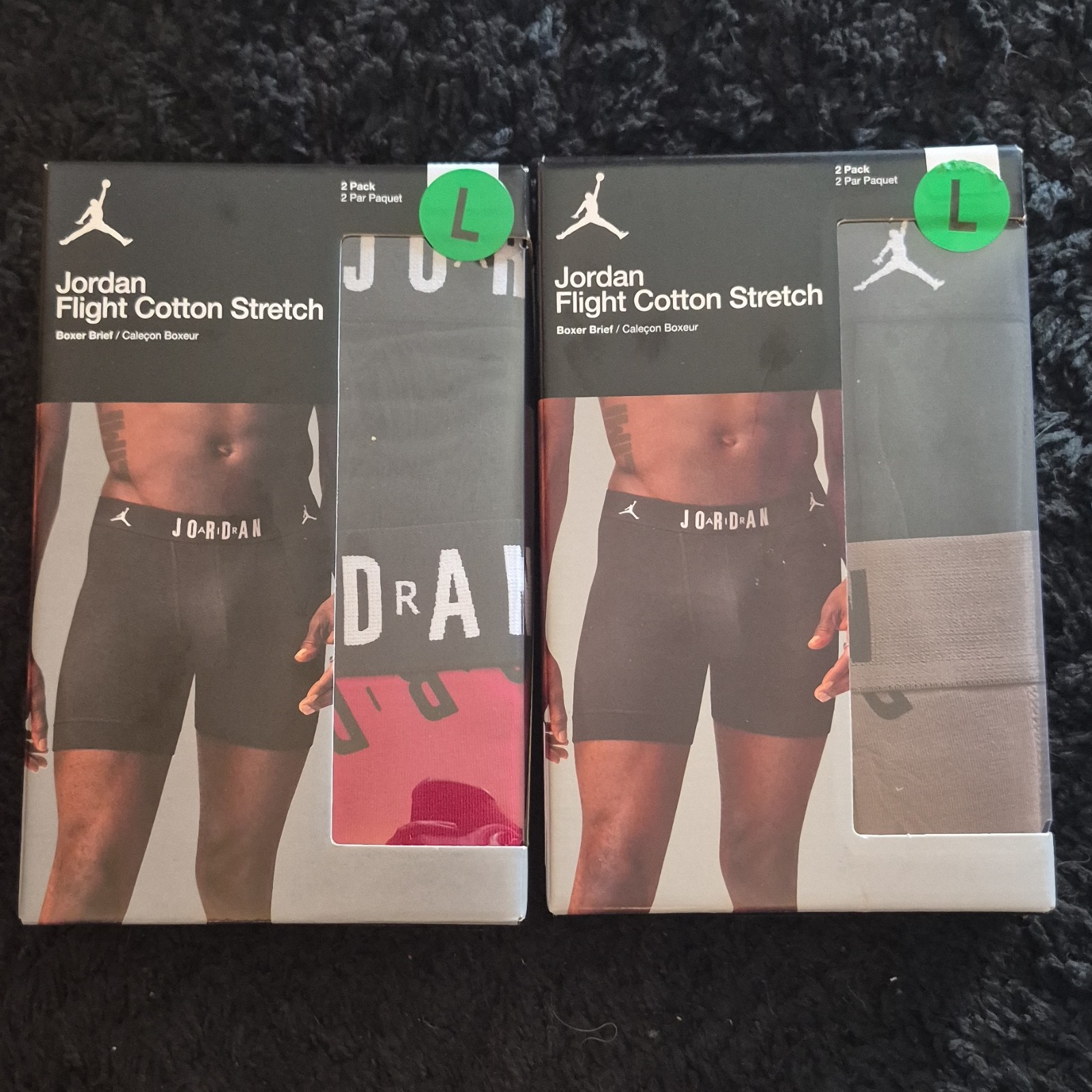 Jordan Men’s Flight Cotton Stretch Boxer Briefs in a 2-pack (L) 2pk New in. Box