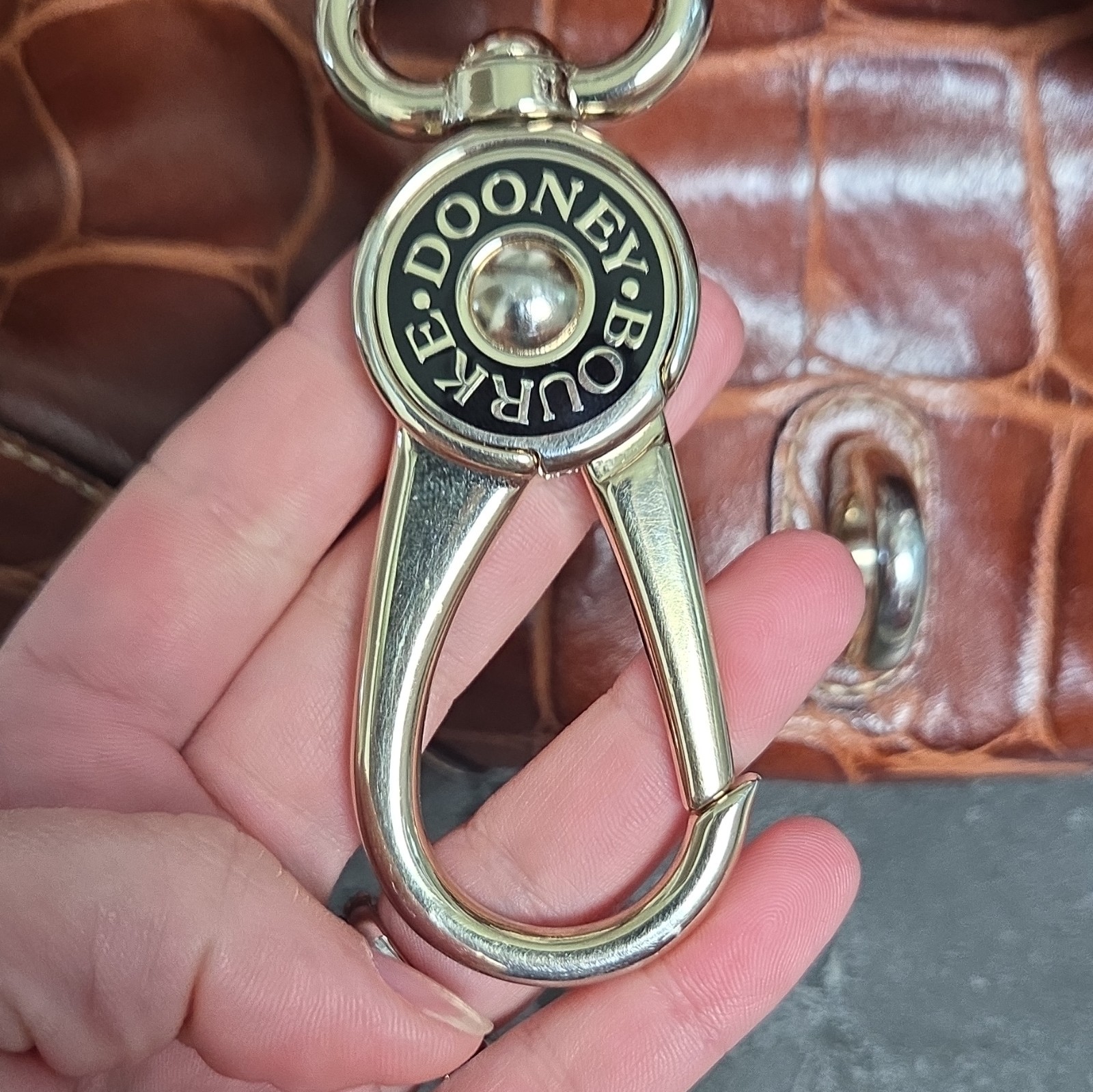 Dooney & Bourke Croc-Embossed Leather Shoulder Bag with Reversible Lock Clip